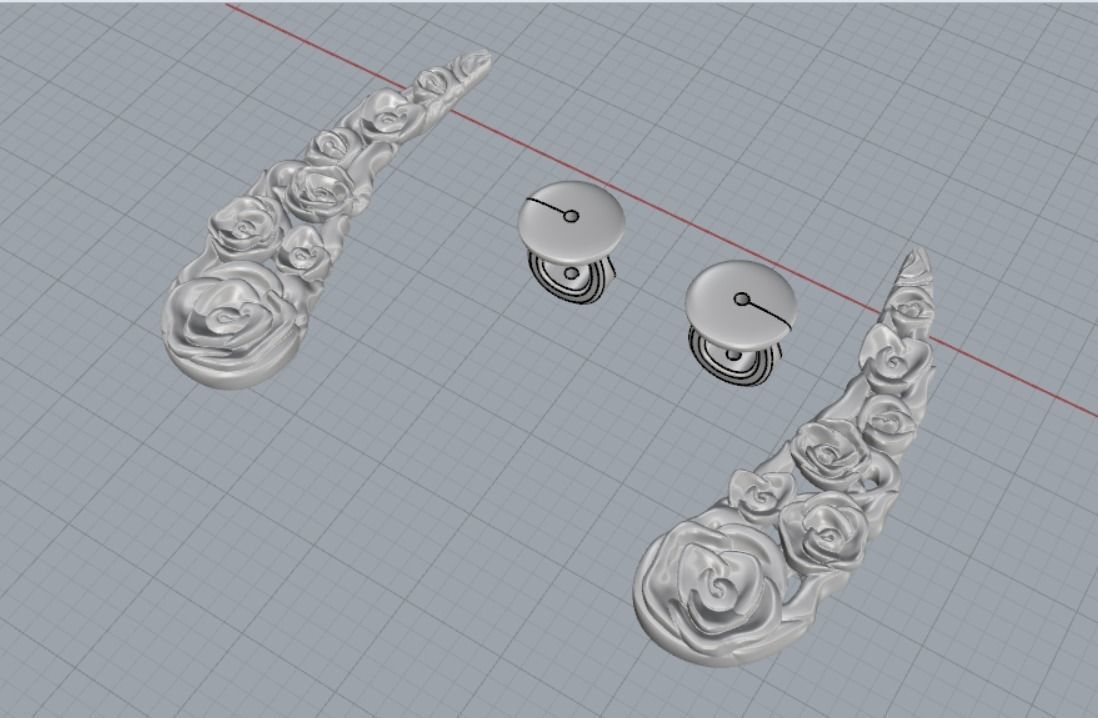 rose earrings 3D print model_6