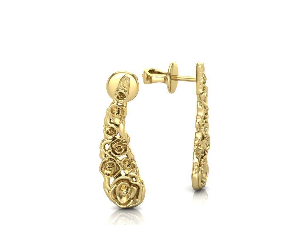 rose earrings 3D print model_1