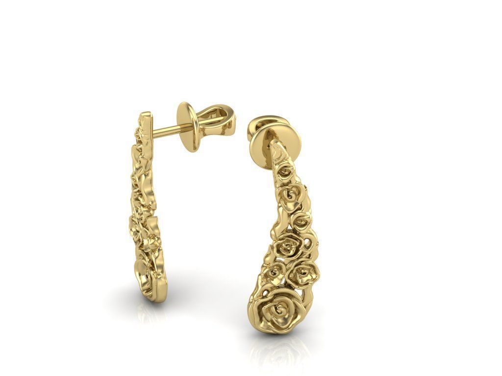 rose earrings 3D print model_2