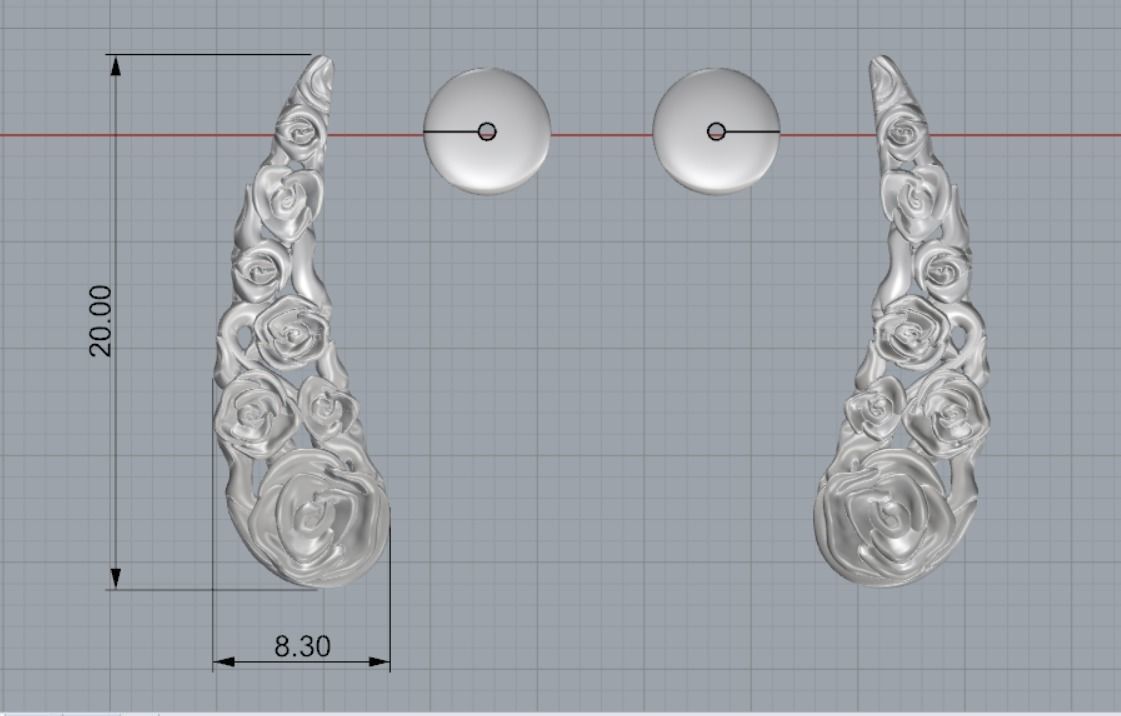rose earrings 3D print model_4