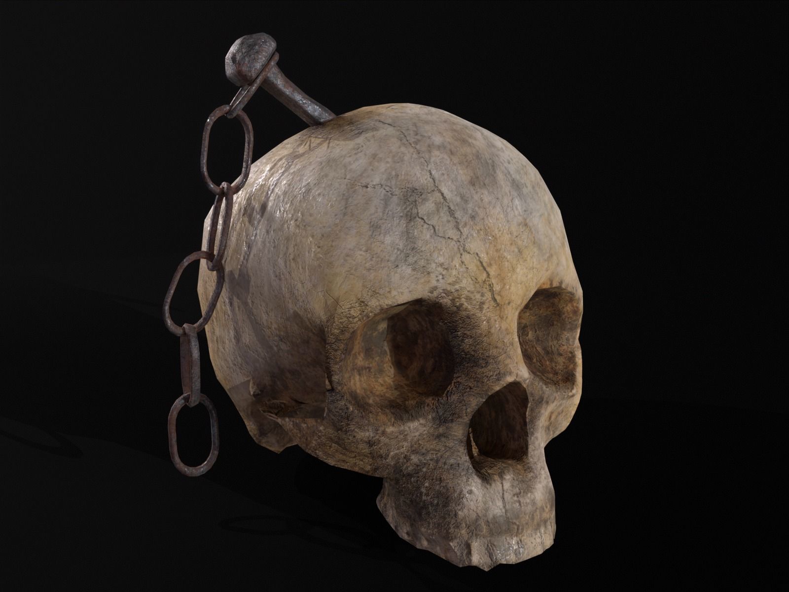 Old Impaled Skull Low-poly 3D model_2