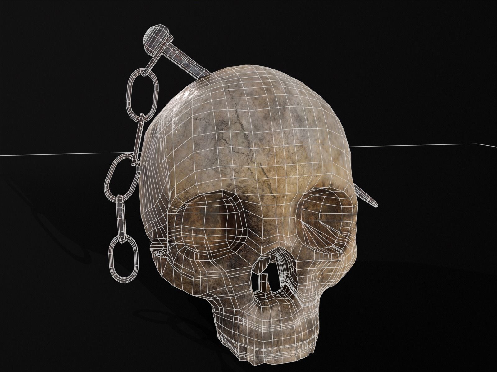 Old Impaled Skull Low-poly 3D model_5