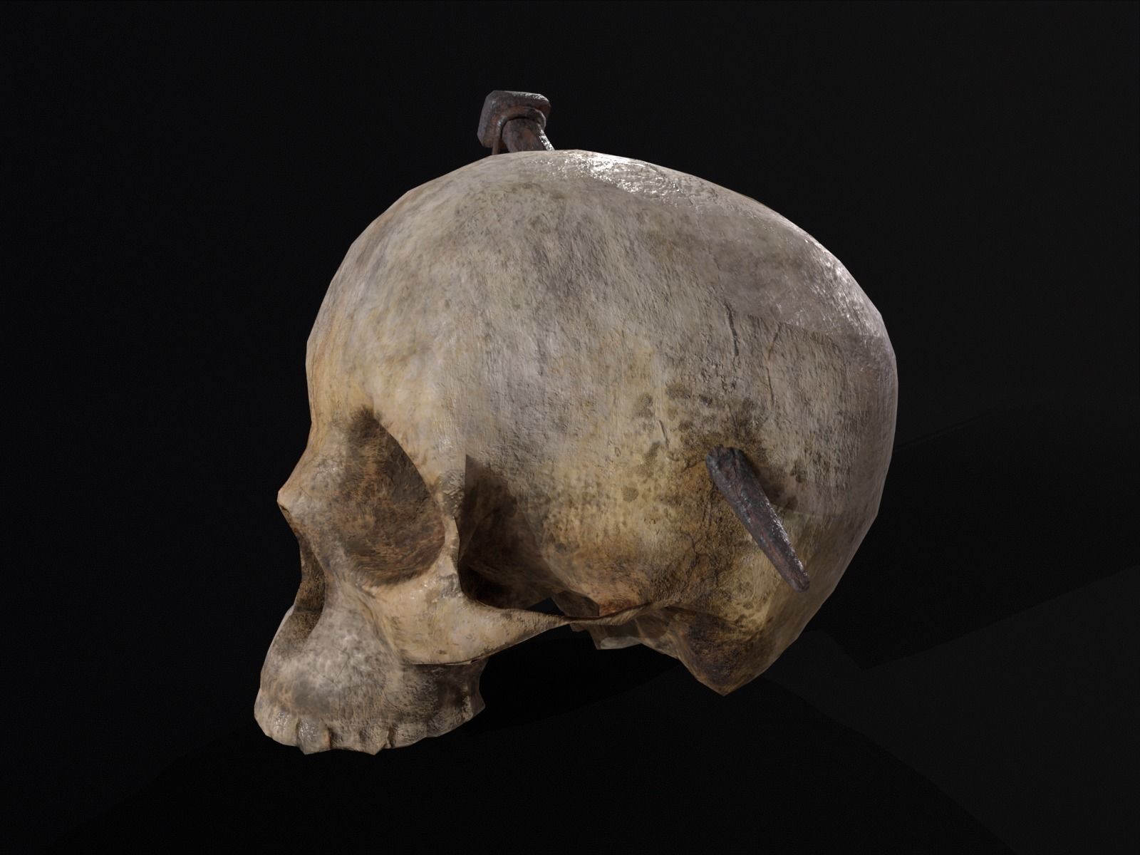 Old Impaled Skull Low-poly 3D model_10