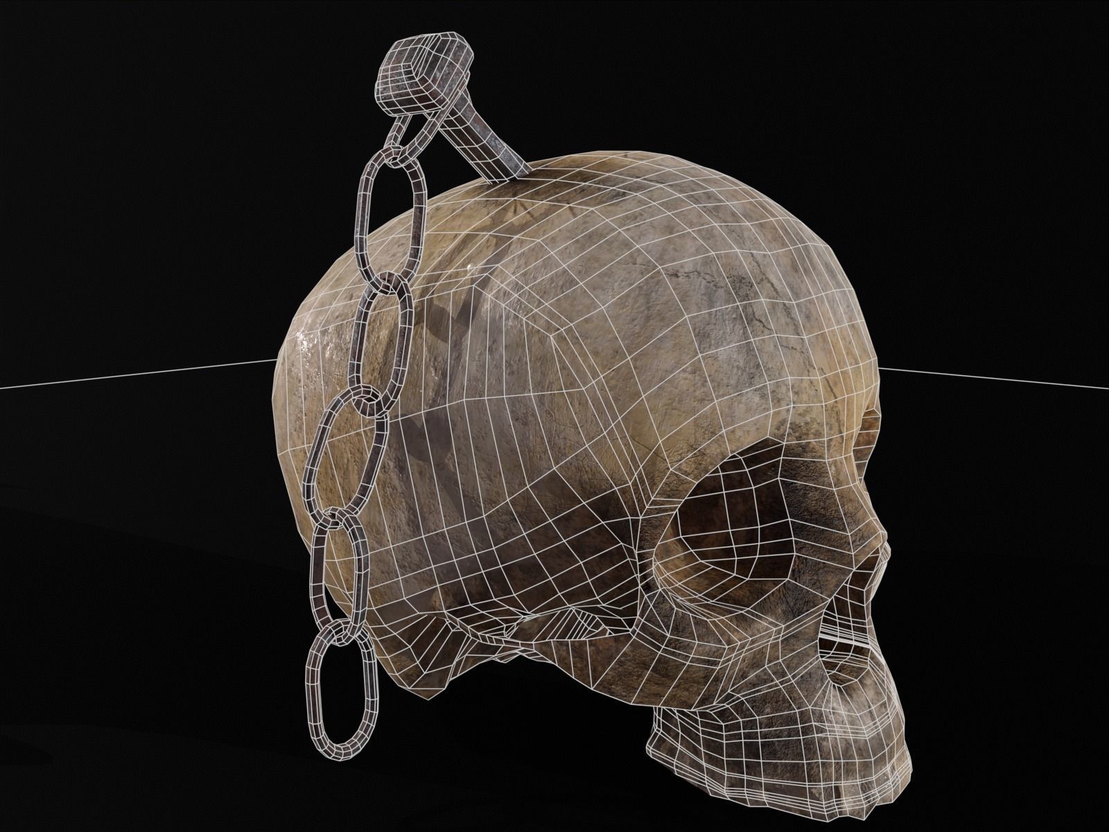 Old Impaled Skull Low-poly 3D model_25