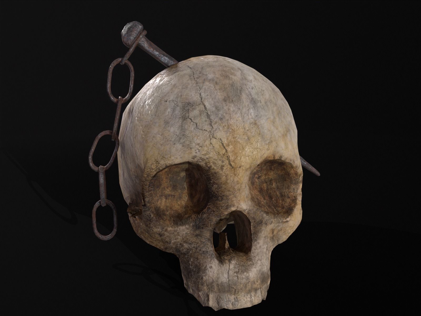 Old Impaled Skull Low-poly 3D model_4