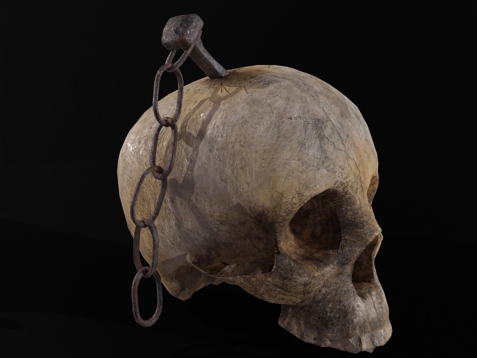 Old Impaled Skull Low-poly 3D model_24