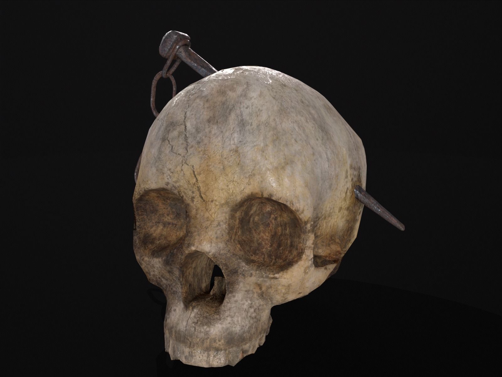 Old Impaled Skull Low-poly 3D model_6