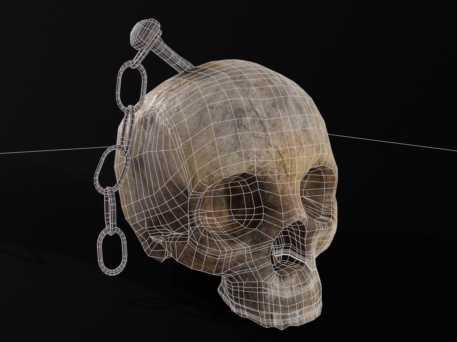 Old Impaled Skull Low-poly 3D model_3
