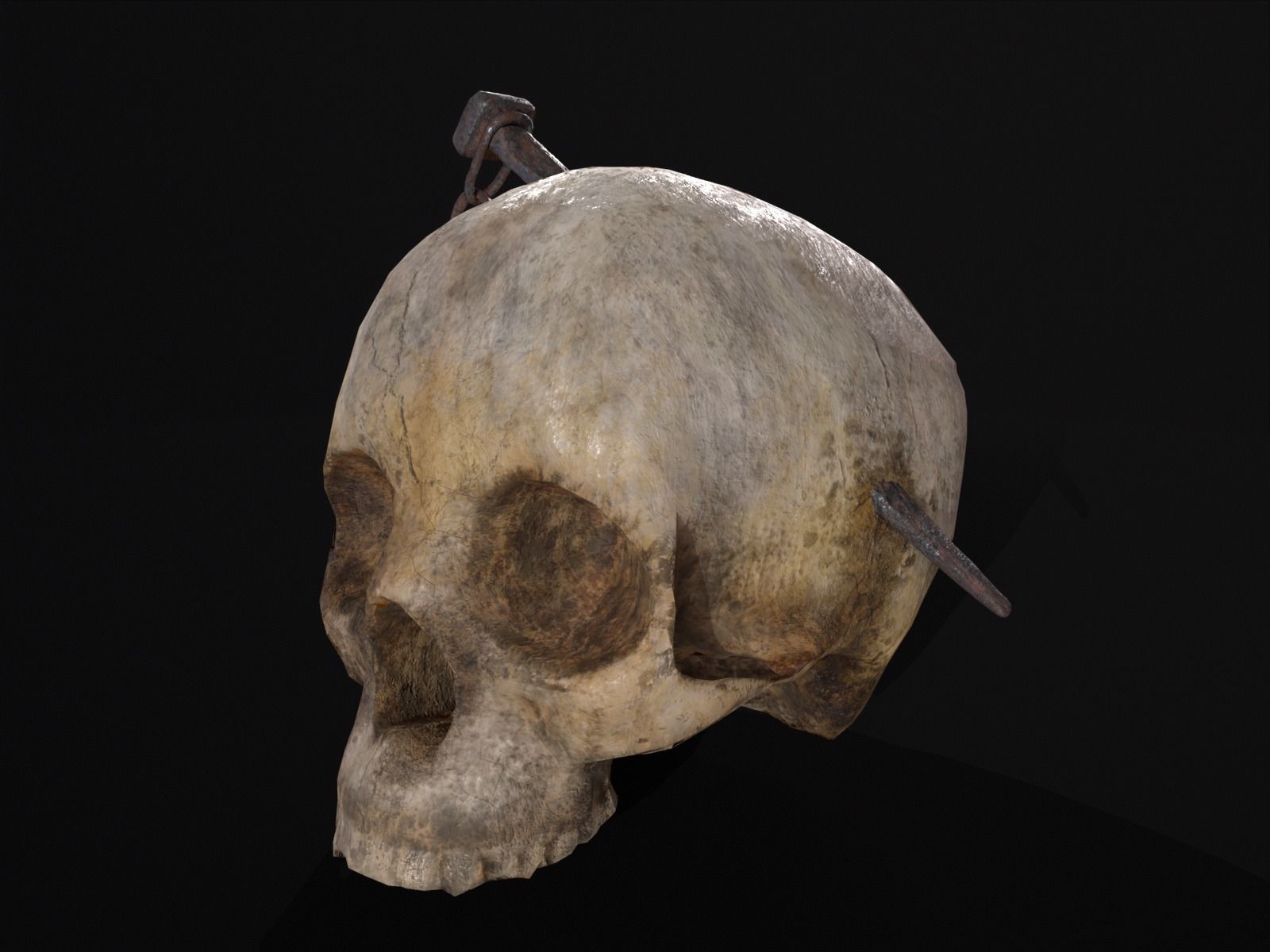 Old Impaled Skull Low-poly 3D model_8
