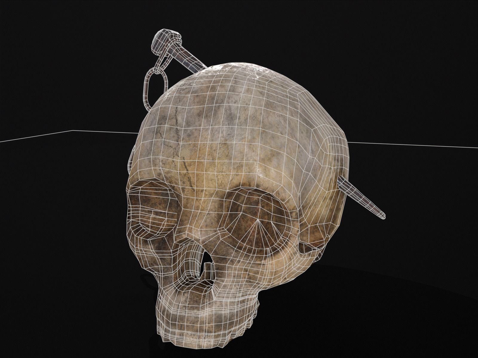 Old Impaled Skull Low-poly 3D model_7