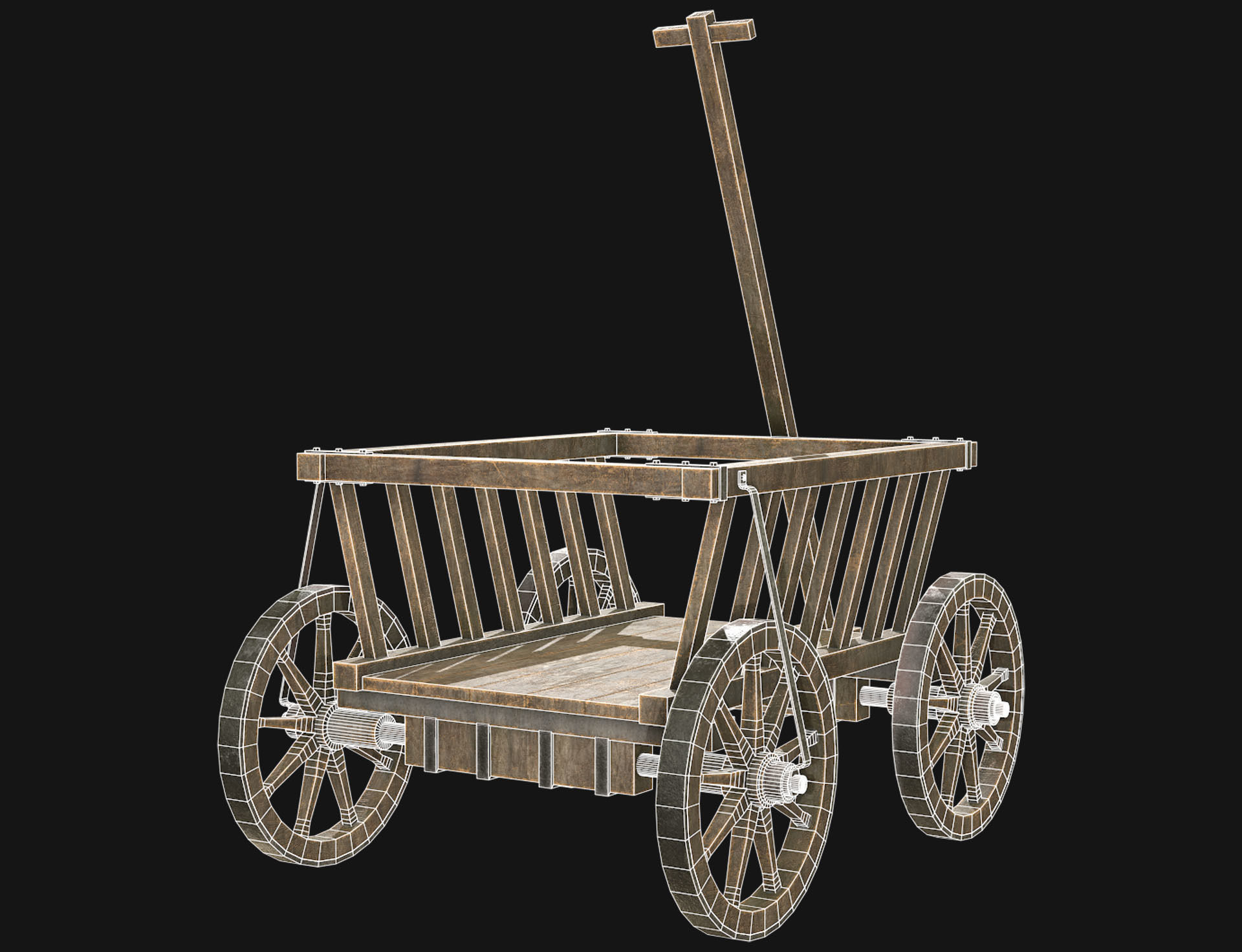 Cart 4 Low-poly 3D model_7