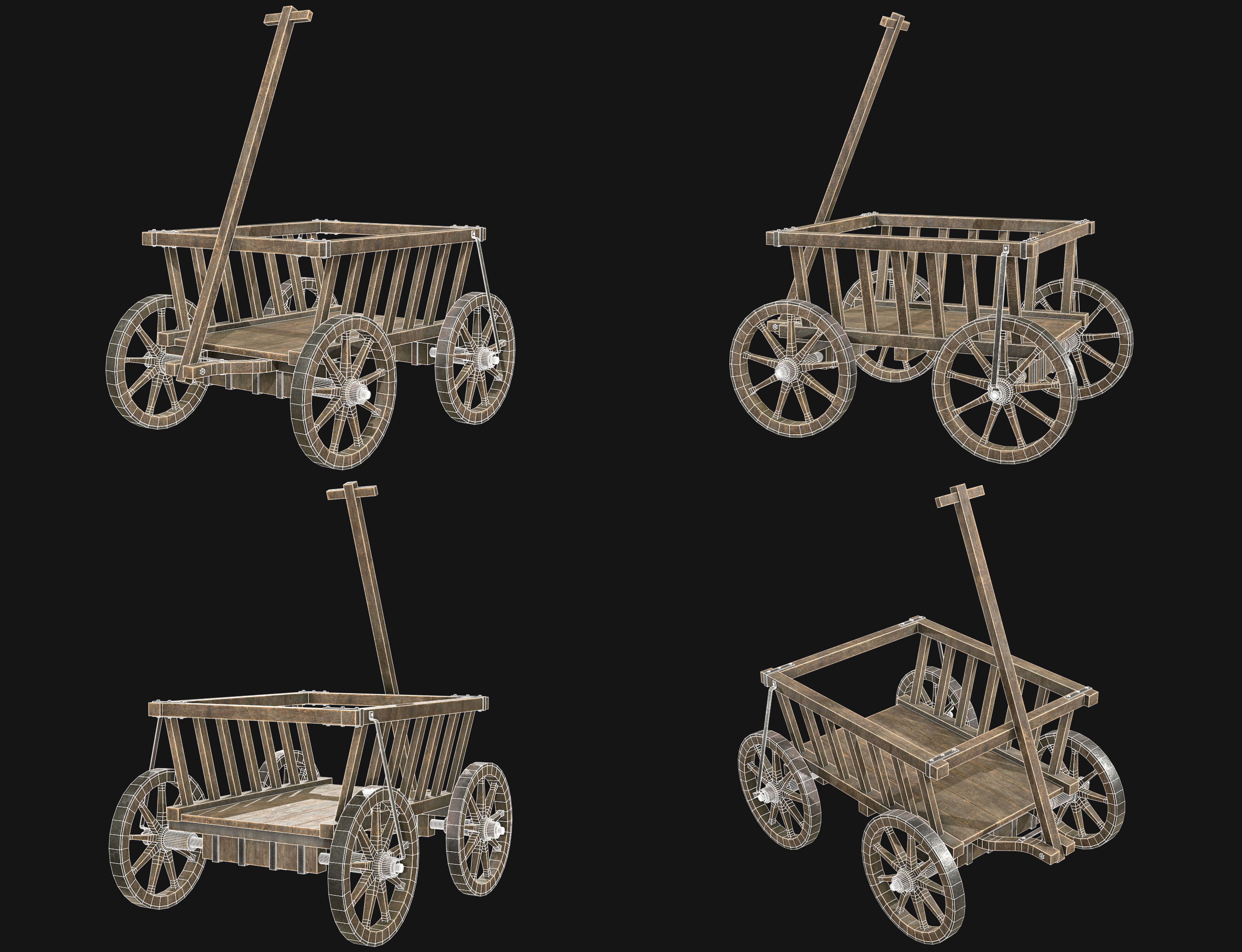 Cart 4 Low-poly 3D model_9