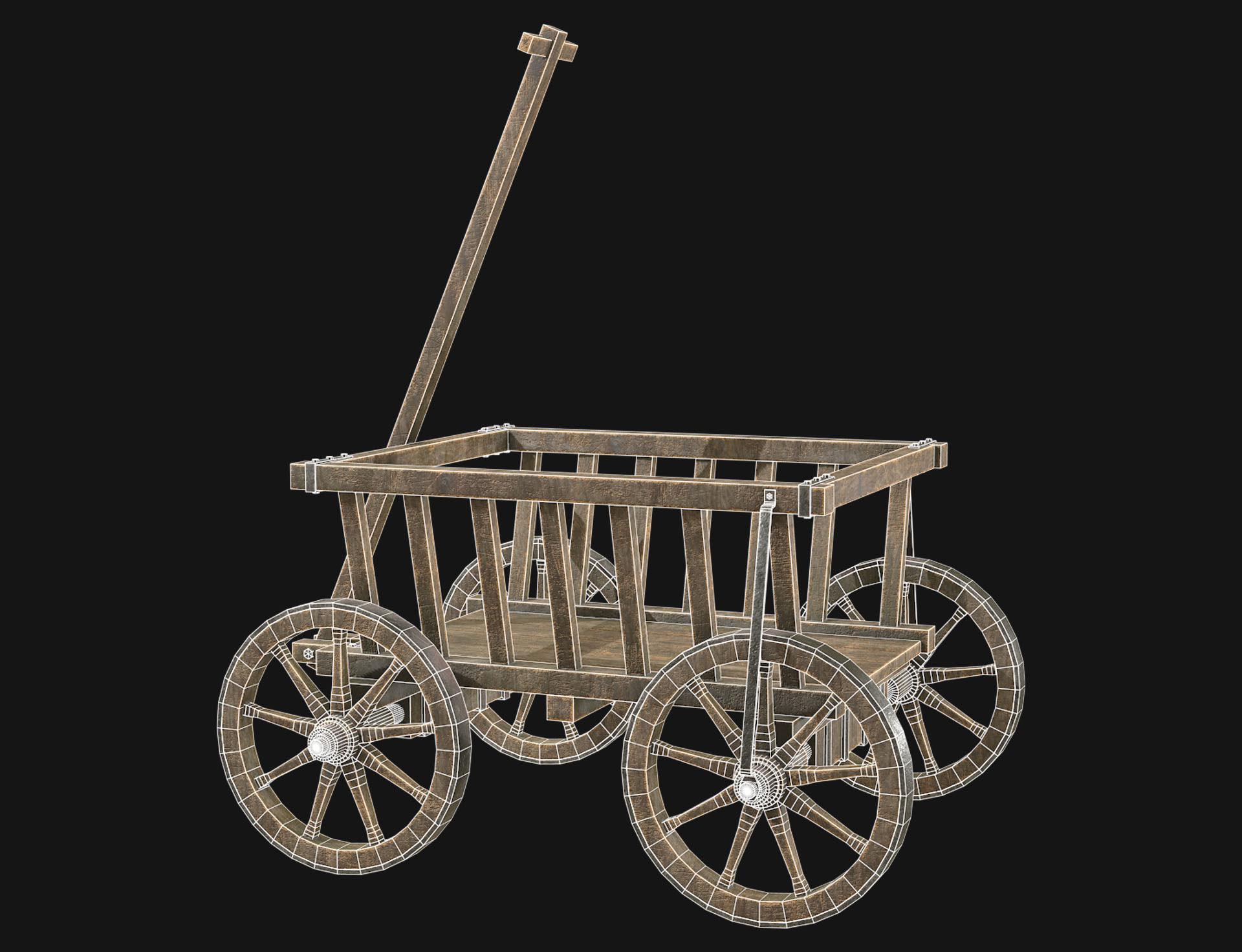 Cart 4 Low-poly 3D model_6