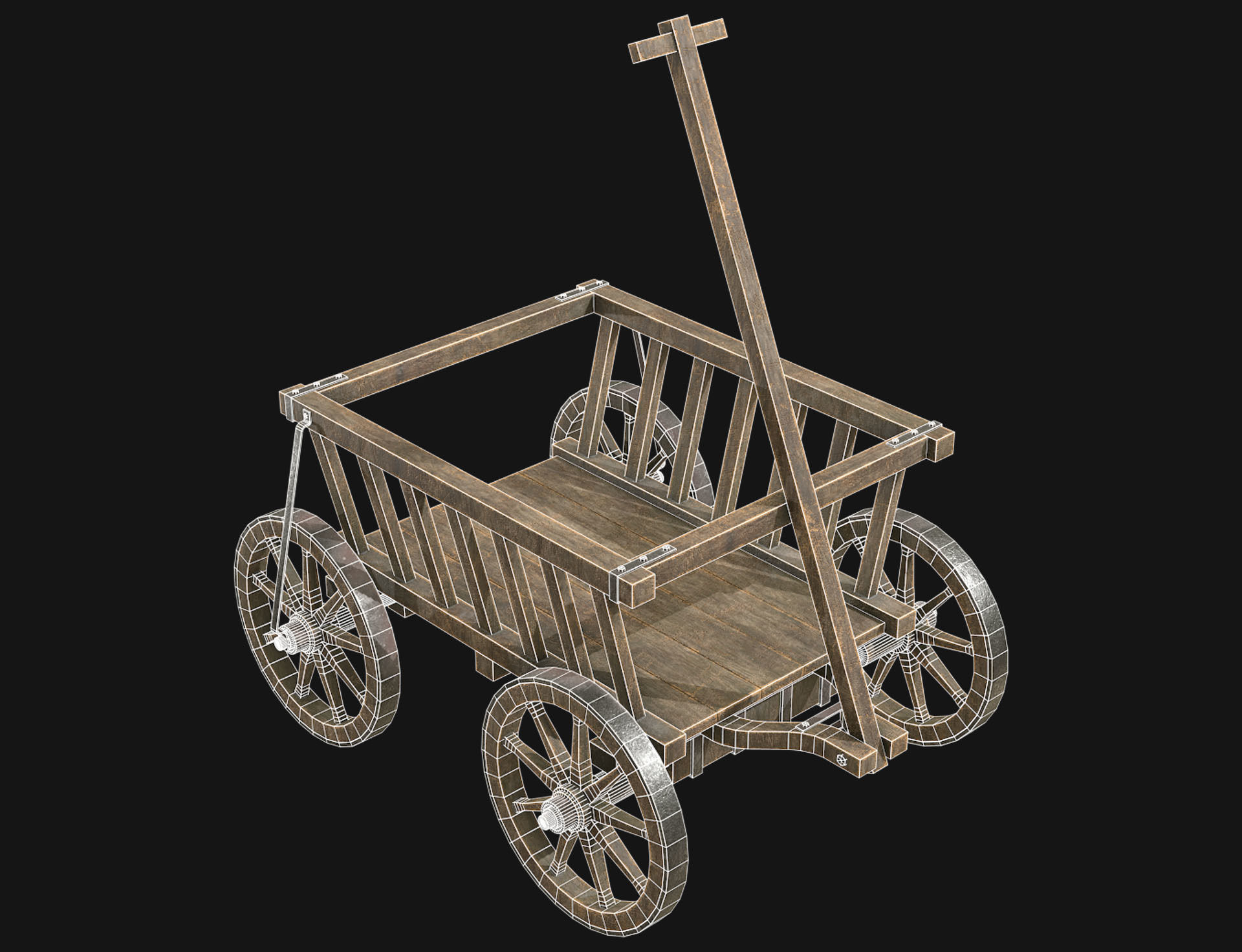 Cart 4 Low-poly 3D model_8