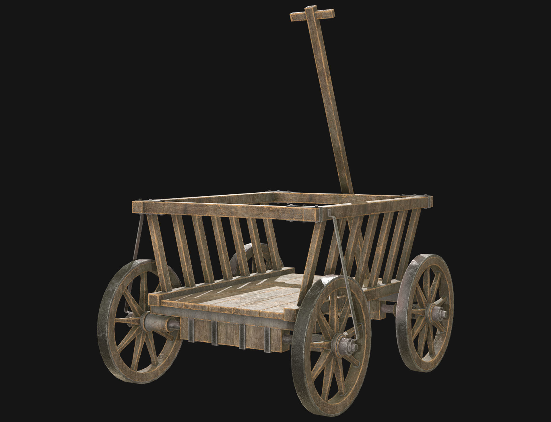 Cart 4 Low-poly 3D model_3