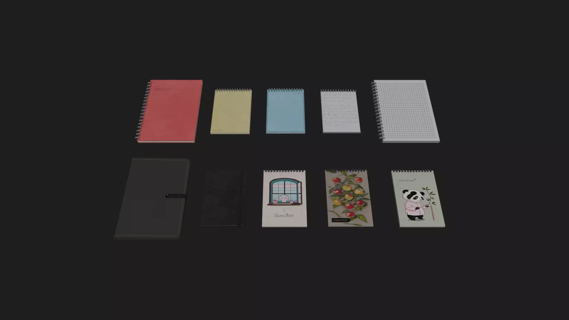 Notebooks Low-poly 3D model_0