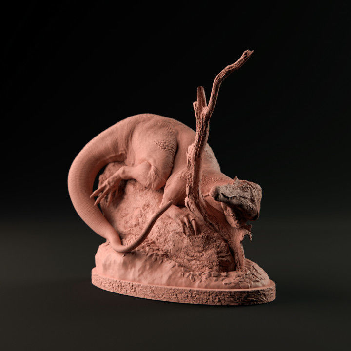 Baryonix resting 1-35 and 1-72 scale pre-supported dinosaur 3D print model_1