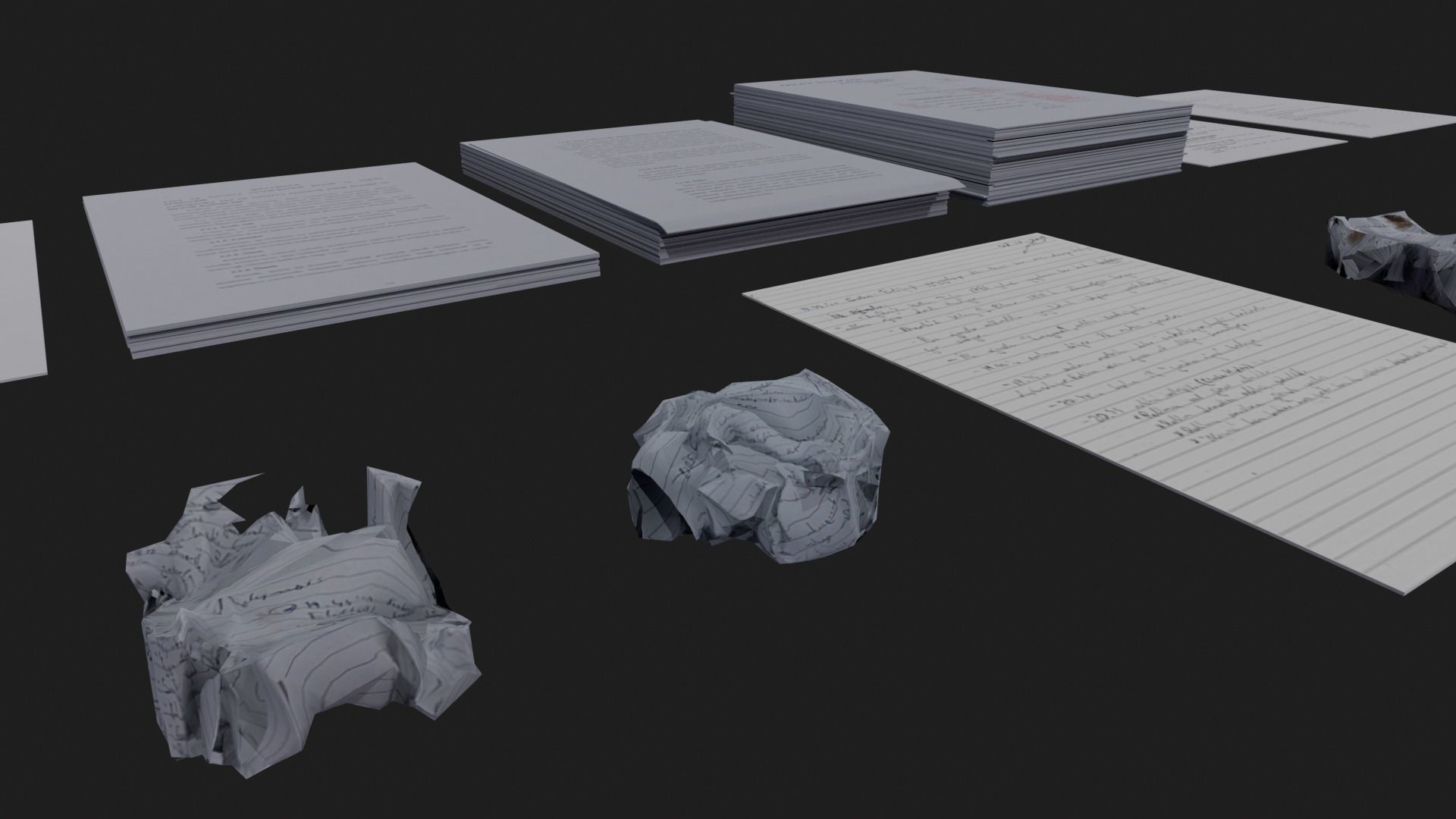 Papers and Bulk Paper Free low-poly 3D model_3
