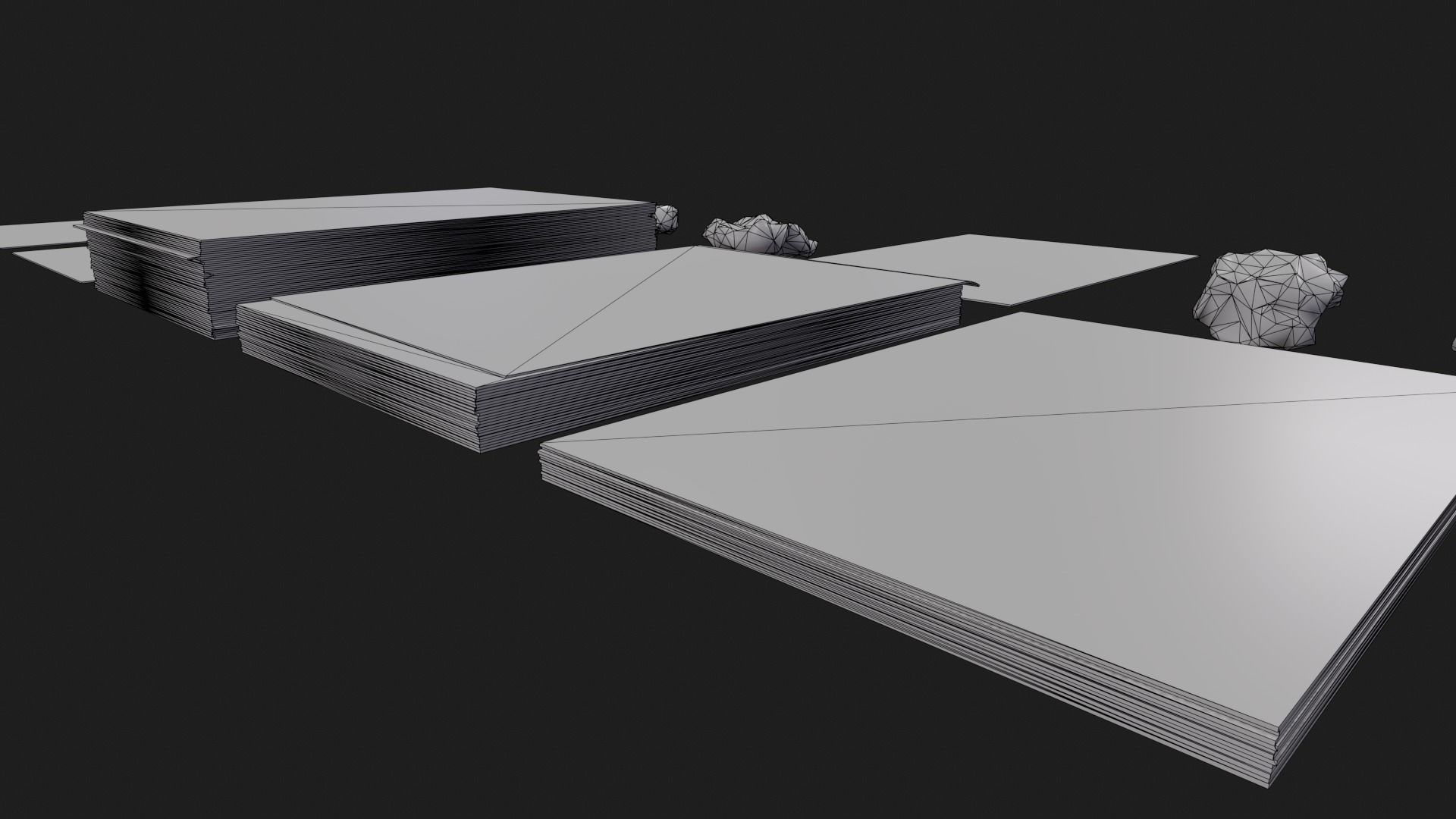 Papers and Bulk Paper Free low-poly 3D model_9