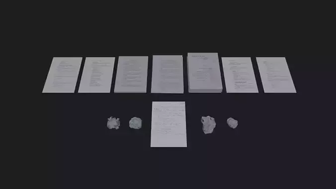 Papers and Bulk Paper Free low-poly 3D model