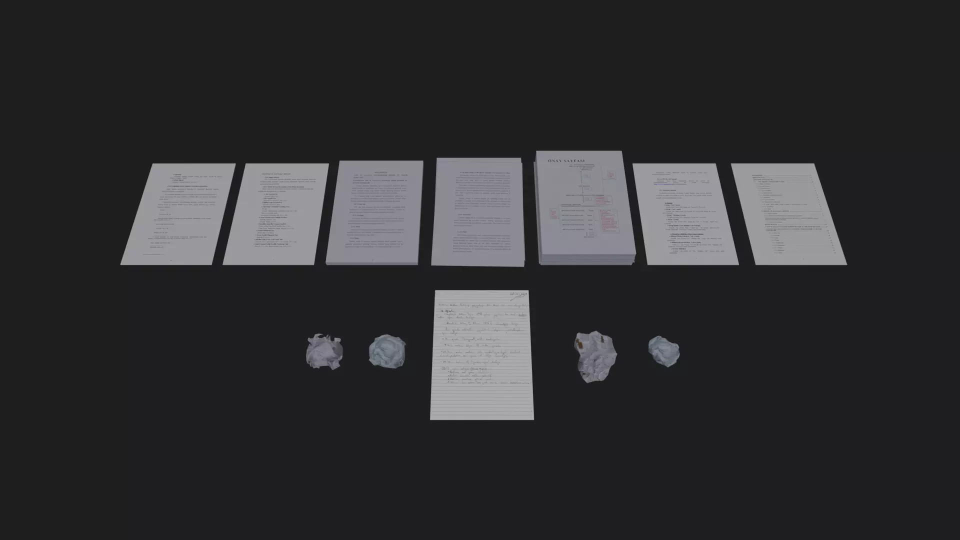 Papers and Bulk Paper Free low-poly 3D model_0