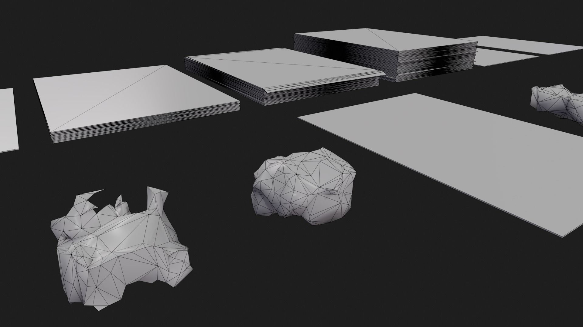 Papers and Bulk Paper Free low-poly 3D model_8