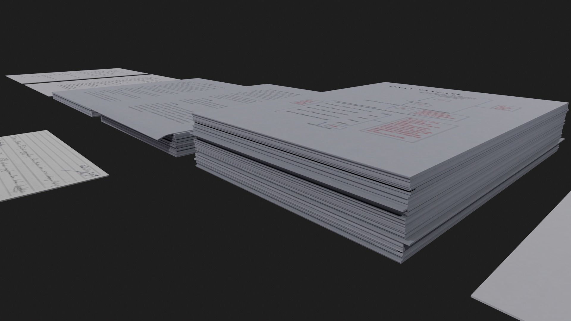 Papers and Bulk Paper Free low-poly 3D model_2