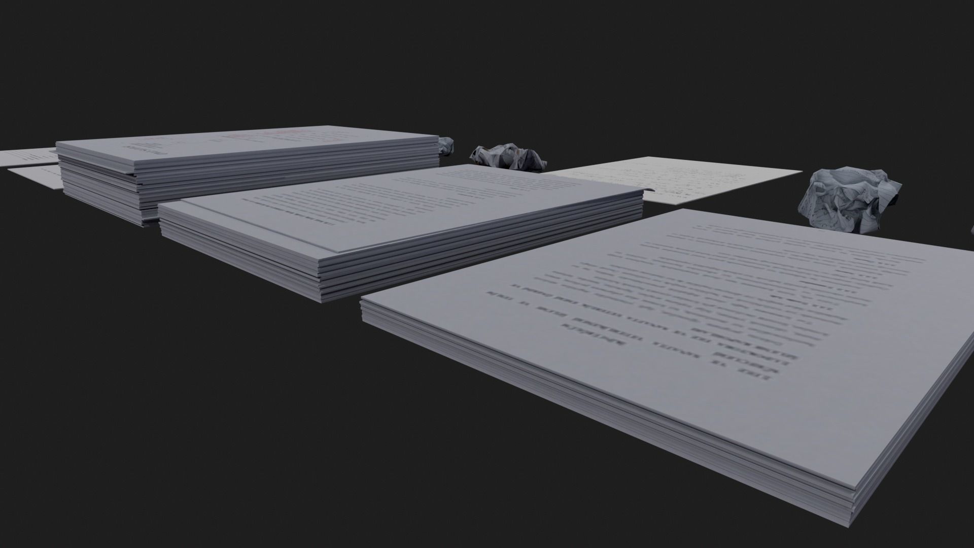 Papers and Bulk Paper Free low-poly 3D model_4