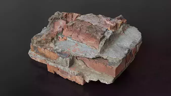 A Broken Piece Of Brick Wall Low-poly 3D model