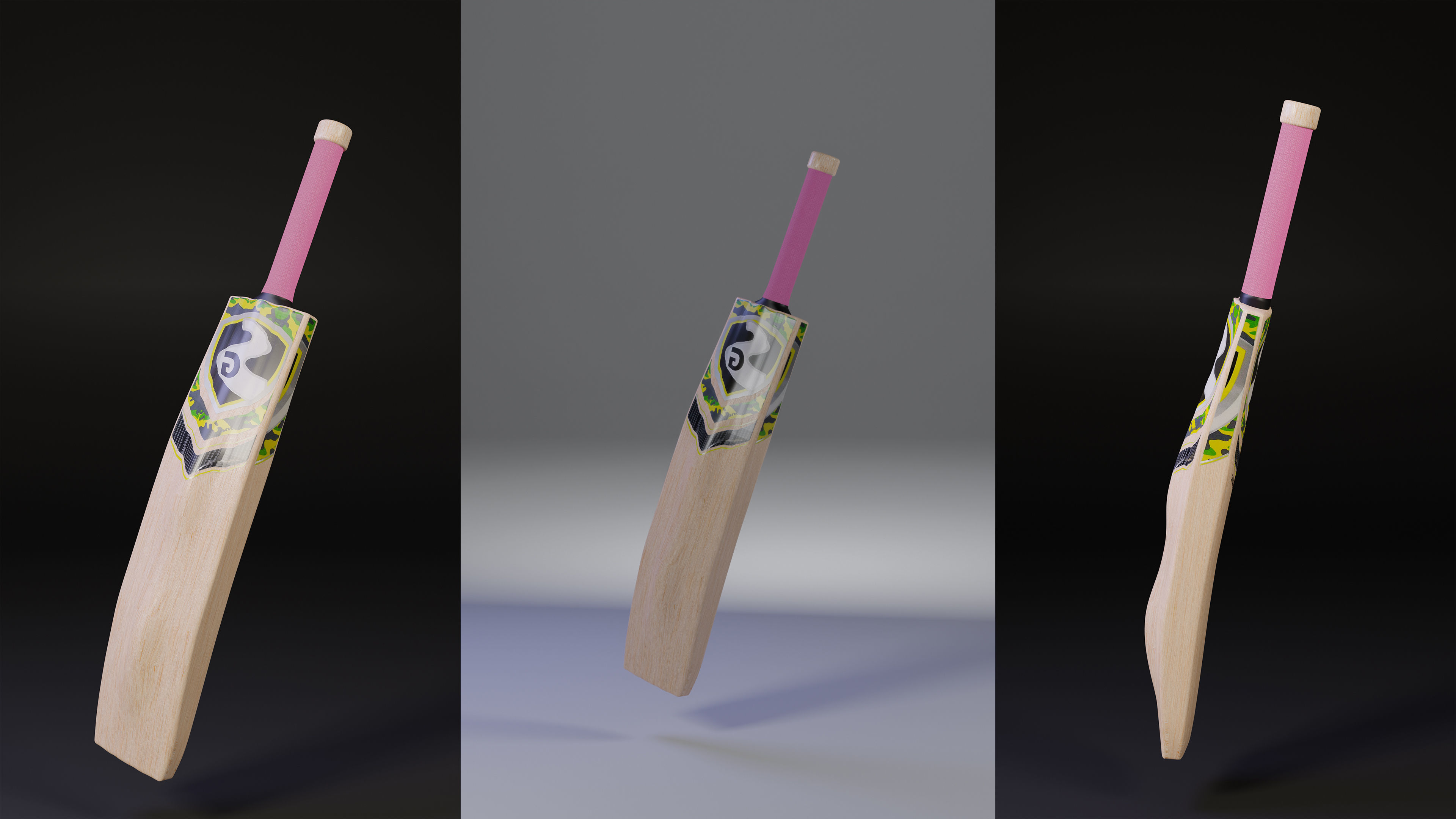 Cricket Bat Leather Rashid Khans Camel bat 3D Blender Low-poly 3D model_3