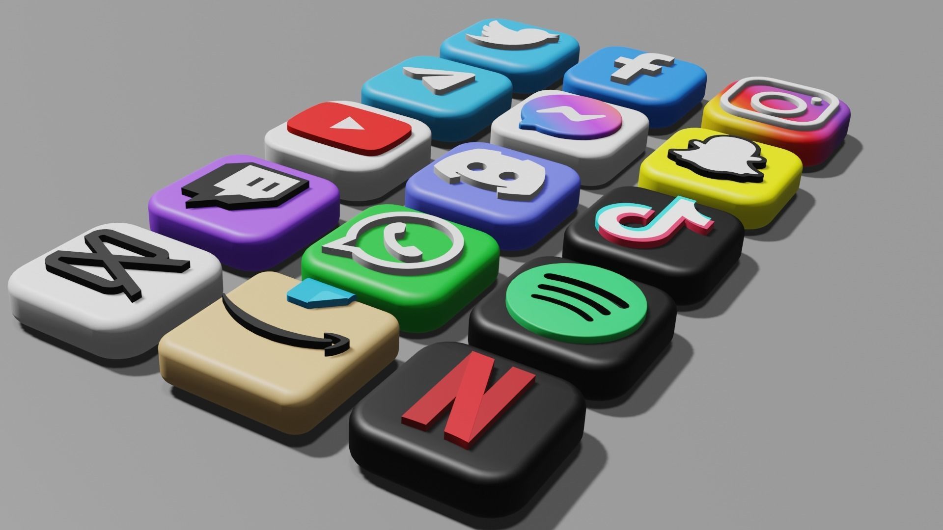 3D Apps Icons Low-poly 3D model_3