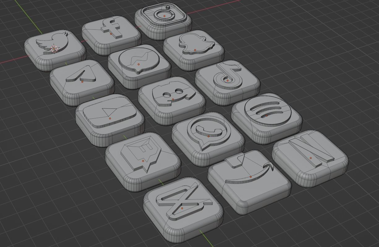 3D Apps Icons Low-poly 3D model_1