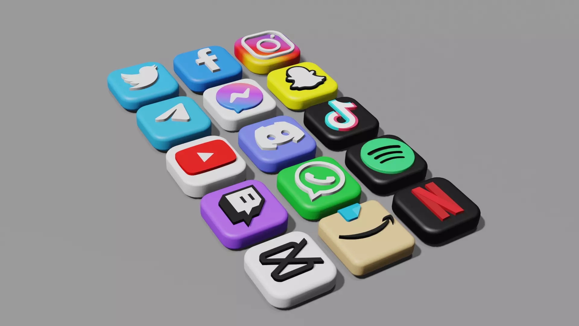 3D Apps Icons Low-poly 3D model_0