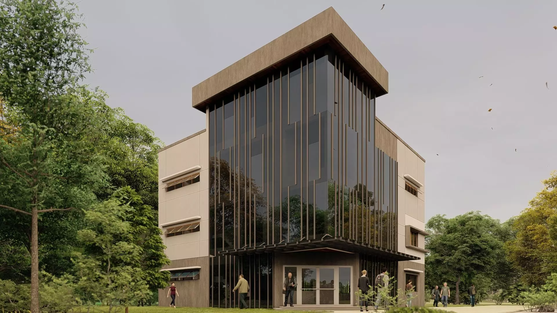 Four Storey Library Low-poly 3D model_0