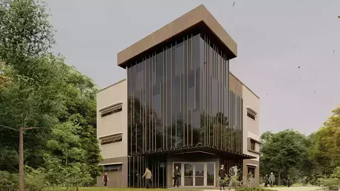 Four Storey Library Low-poly 3D model