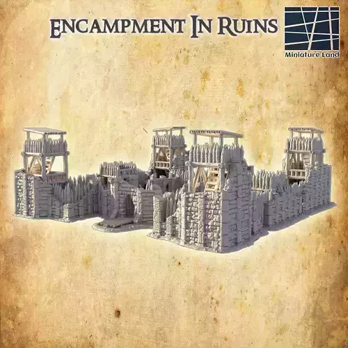 Encampment in Ruins 28 MM Tabletop Terrain 3D print model