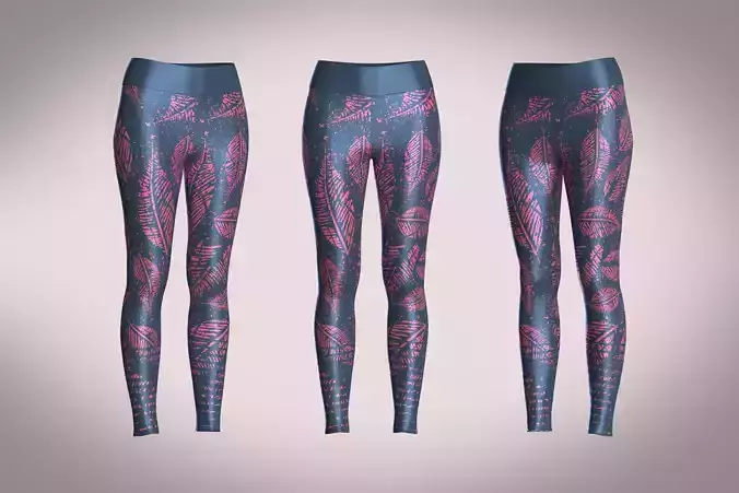 Girls Sports Leggings-Leaf Printed