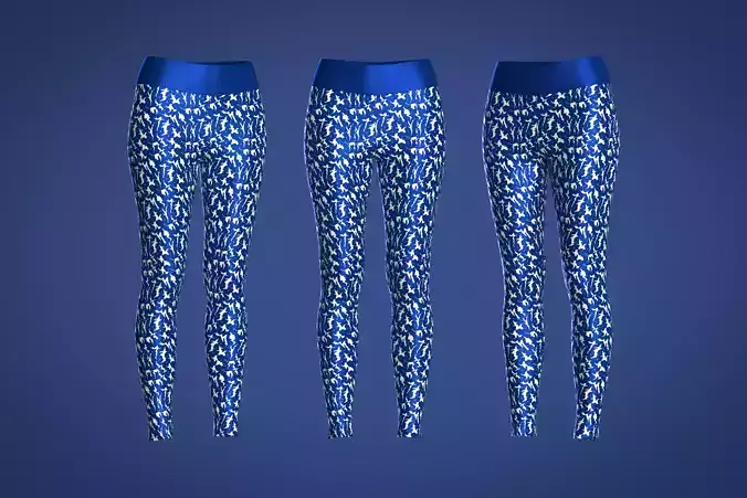 Girls Sports Leggings-Printed With Blue