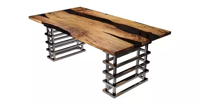 GangzaHome Olive Wood Clear Epoxy Dining Table