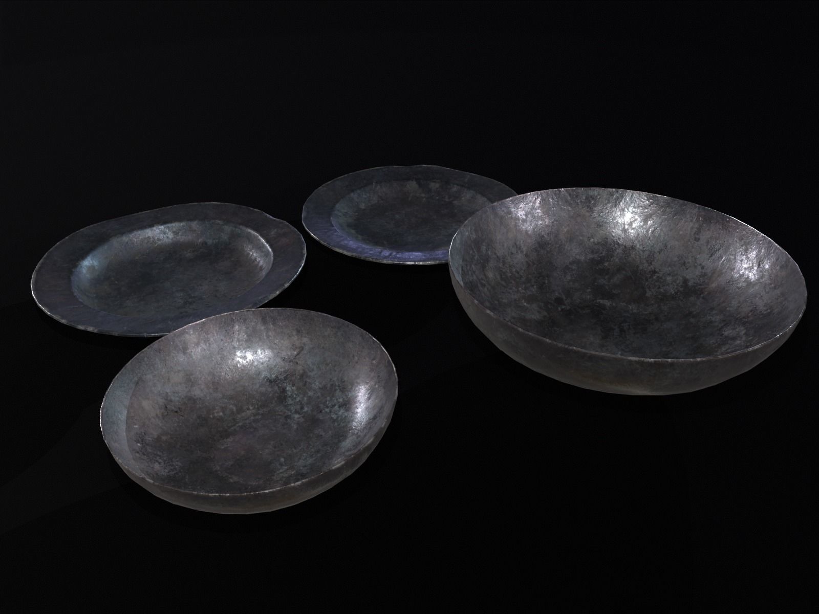 Medieval Iron Dishes Set Low-poly 3D model_20
