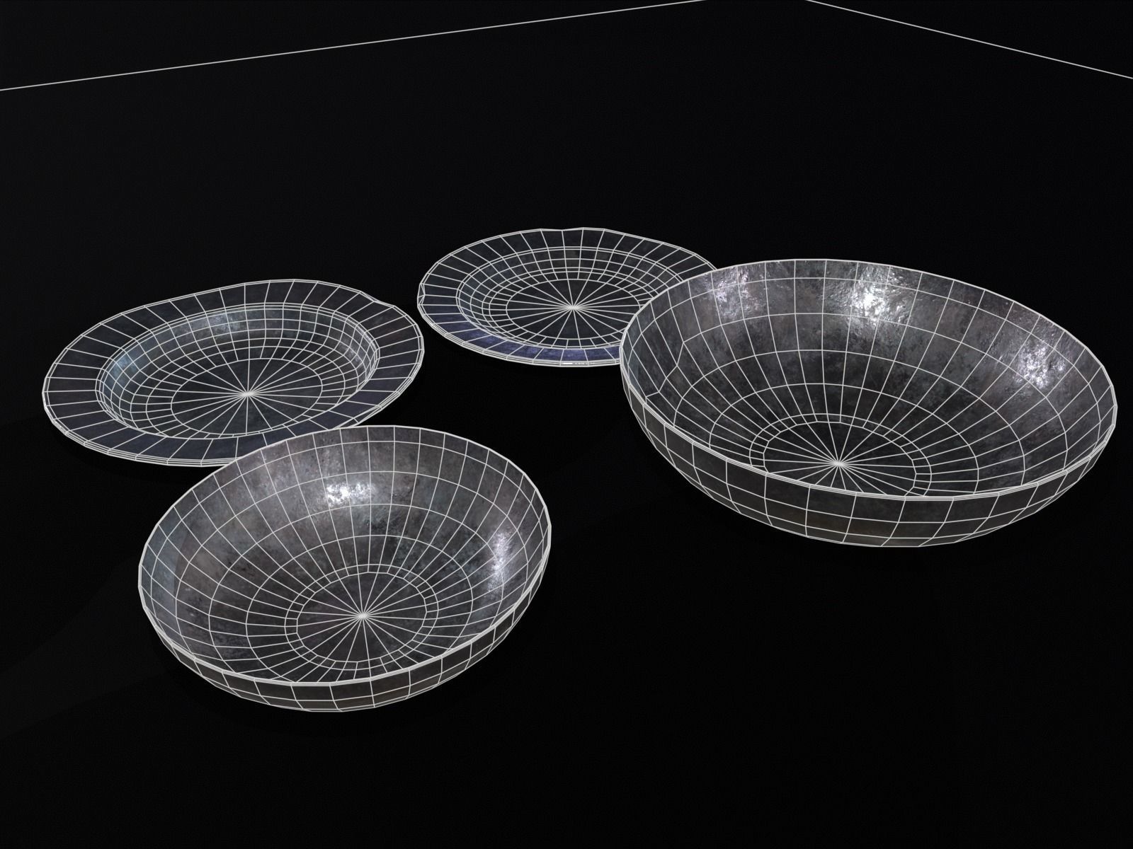 Medieval Iron Dishes Set Low-poly 3D model_21