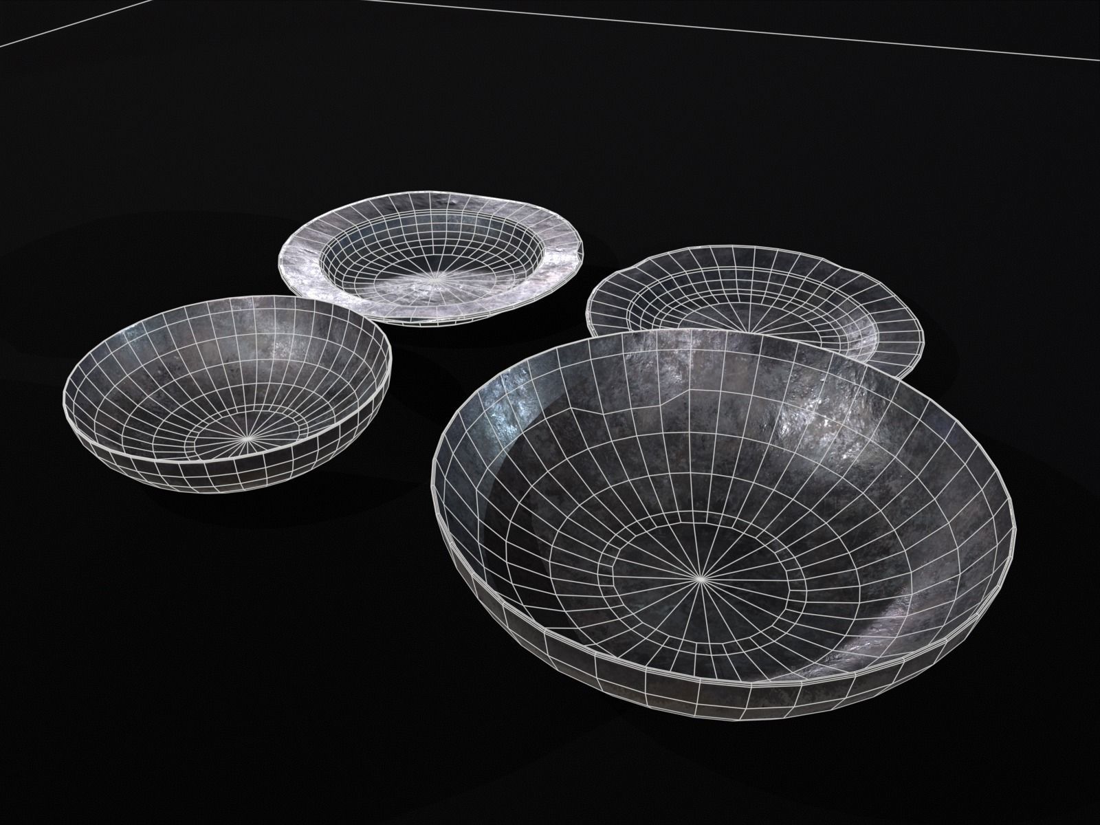 Medieval Iron Dishes Set Low-poly 3D model_17