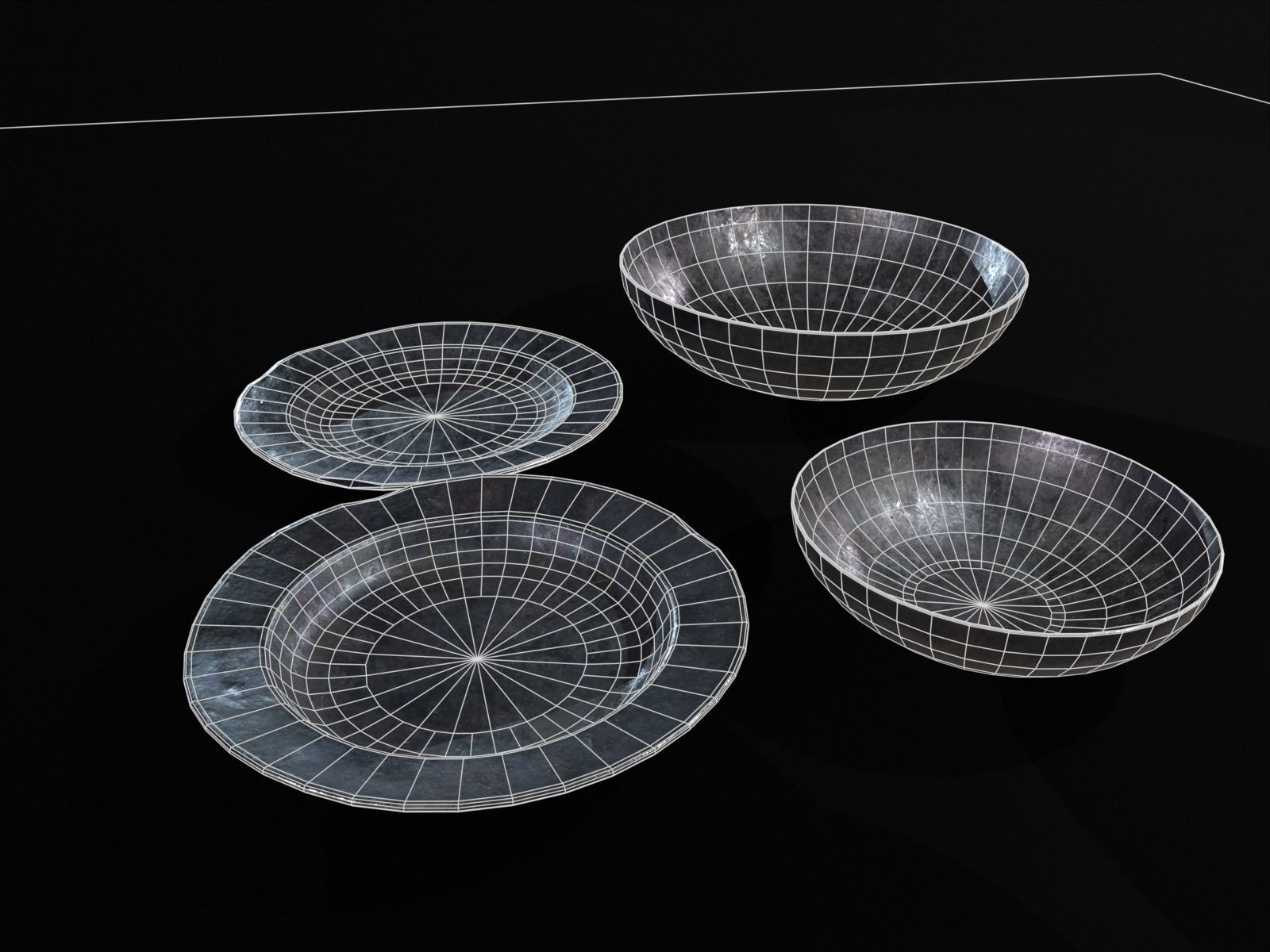 Medieval Iron Dishes Set Low-poly 3D model_25