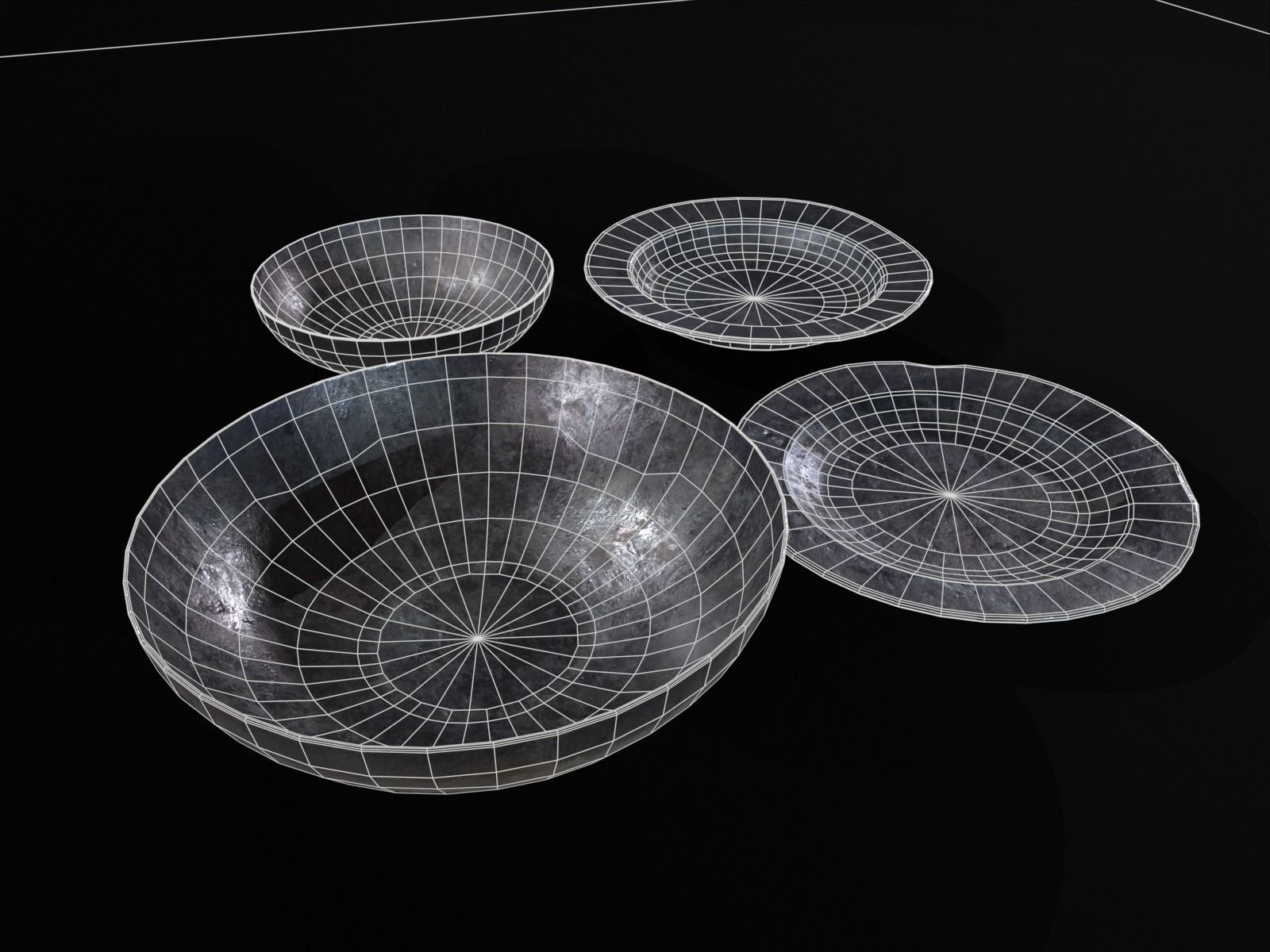 Medieval Iron Dishes Set Low-poly 3D model_13