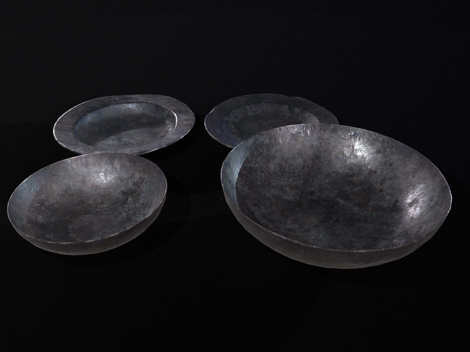 Medieval Iron Dishes Set Low-poly 3D model_18