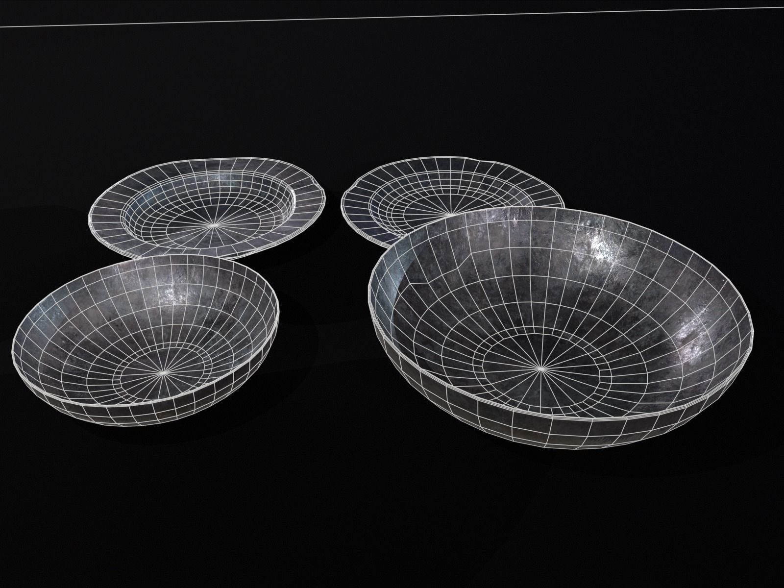 Medieval Iron Dishes Set Low-poly 3D model_19