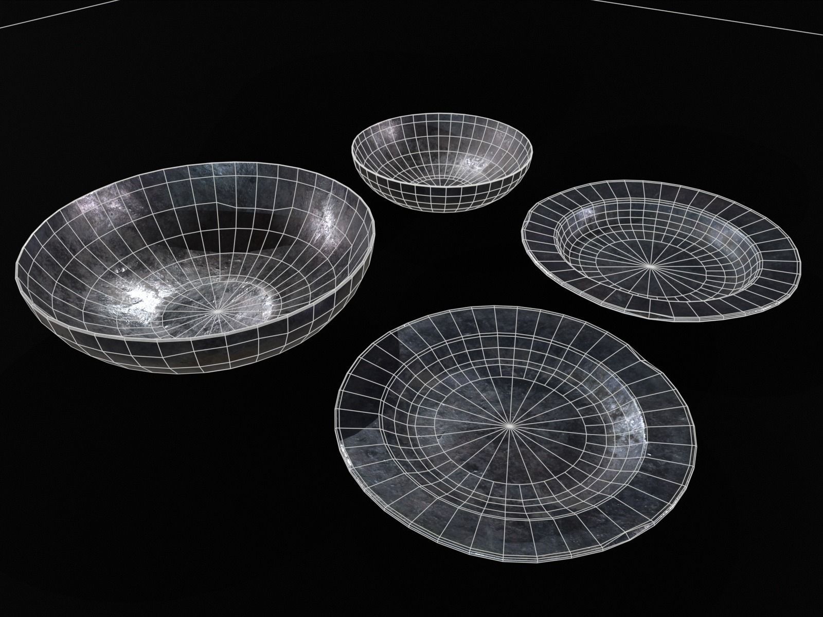 Medieval Iron Dishes Set Low-poly 3D model_9