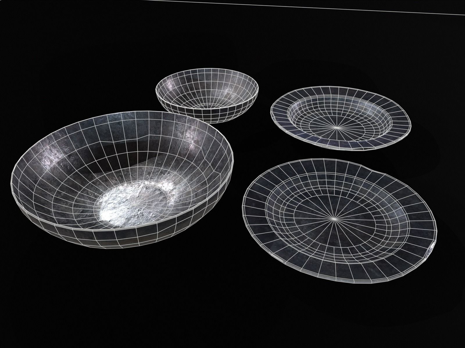 Medieval Iron Dishes Set Low-poly 3D model_11