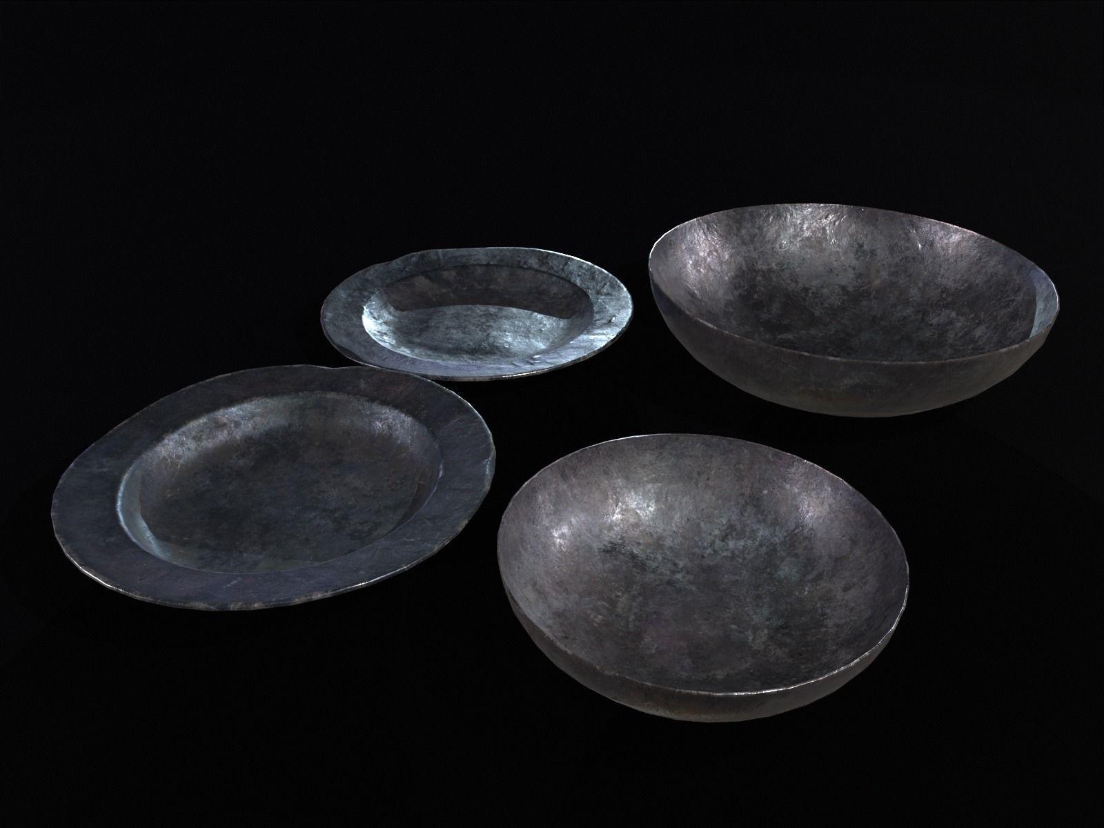 Medieval Iron Dishes Set Low-poly 3D model_22