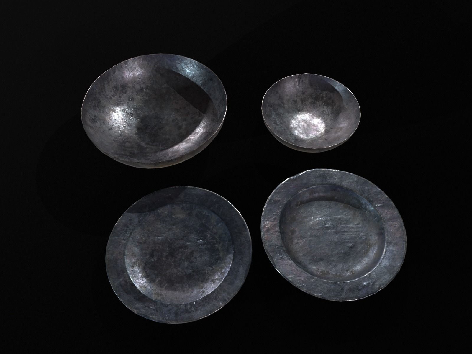 Medieval Iron Dishes Set Low-poly 3D model_26
